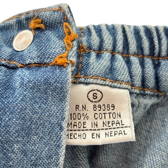 VTG Denim Maxi Skirt Small Elastic Waist Embroidered Y2K Modest Cottagecore 90's - Picture 8 of 13